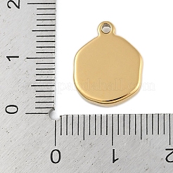 イオンプレーティング（IP）304ステンレスペンダント  ハートチャーム付きフラットラウンド  18KGP本金メッキ  15.5x12x3mm  穴：1.6mm&nbsp;STAS-U019-19G