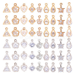 合金チャーム  クリアキュービックジルコニア  混合図形  ミックスカラー  74x73x25mm  72個/箱&nbsp;ZIRC-TA0001-04