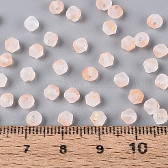 すりガラスのシードビーズ  丸い穴  双円錐形  金粉付き  ライトサーモン  4.5x3.5~4mm  穴：1.1mm  約6428個/ポンド&nbsp;SEED-N012-01G