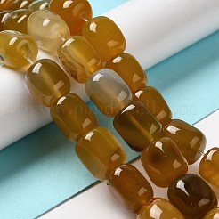 天然石瑪瑙ビーズ連売り  染め＆加熱  コラム  チョコレート  15~16x11.5~13x11~13mm  穴：1.6mm  約12個/連  7.17~7.28''（18.2~18.5センチメートル）&nbsp;G-H295-F01-01