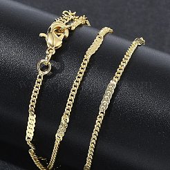 2mm径の真鍮カーブチェーンネックレス（女性用）  長持ちメッキ  ゴールドカラー  15.94インチ（40.5cm）&nbsp;KK-CBA4FD4-15G