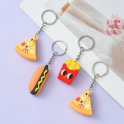 Pvc プラスチック ペンダント キーホルダー  アイアンキーホルダーリング付き  プラチナ  サンドイッチ/ハンバーガー/フライドポテト/パン  ミックスカラー  9.6~10.8cm&nbsp;KEYC-YW0001-13