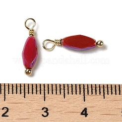 ガラスチャーム  本物の18Kゴールドメッキ真鍮ループ付き  ひし形チャーム  ミックスカラー  15x4.5x2mm  穴：1.8mm&nbsp;KK-P242-12G