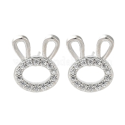 Rabbit Head Brass Micro Pave Cubic Zirconia Ear Studs&nbsp;EJEW-D304-39P