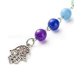 Natural & Dyed Malaysia Jade Bead and Tibetan Style Alloy Big Pendants and Lobster Claw Clasps&nbsp;HJEW-JM00549