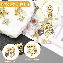 4Pcs 4 Colors Brass Micro Pave Cubic Zirconia Pendants&nbsp;FIND-CJ0005-24
