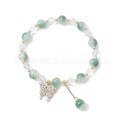 5Pcs Crackle Imitation Jade Glass & Transparent Glass Beaded Stretch Bracelets&nbsp;BJEW-JB11859