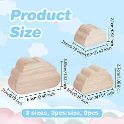 木製ディスプレイ装飾1セット  雲  アンティークホワイト  21~38.5x36~61x20mm  9個/セット&nbsp;WOOD-OC0004-03