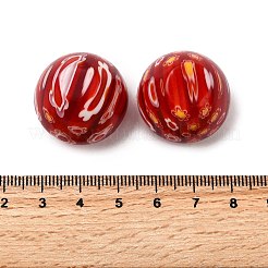 手作りミッレフィオーリランプワークビーズ  三角形  穴がない  多面カット  ファイヤーブリック  25x19.5~20.5mm&nbsp;LAMP-G167-03
