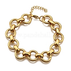 304 Stainless Steel Flat Round Link Chain Bracelets for Women&nbsp;BJEW-R021-08G