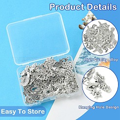 40pcs4スタイルチベットスタイルアロイペンダント  カドミウムフリー＆鉛フリー  人魚のチャーム  アンティークシルバー  20~28x9~19x1.5~2.5mm  穴：1.5~2mm  10個/スタイル&nbsp;TIBEP-YW0002-03
