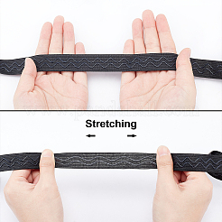 滑り止め透明シリコンポリエステルゴムバンド  DIY縫製下着アクセサリー  ブラック  20mm&nbsp;SRIB-WH0011-031A-01