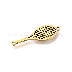 201ステンレススチールコネクタチャーム  ラケットリンク  ゴールドカラー  28x9.5x1mm  穴：1.4mm&nbsp;STAS-R132-09G