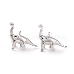 イオンプレーティング（ip）真鍮ペンダント  恐竜  プラチナメッキ  13x15x5mm  穴：1.4mm&nbsp;X-KK-A168-19P