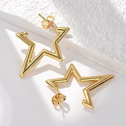 304ステンレススチールスタッドピアス  イオンプレーティング（ip）  スター  18KGP本金メッキ  32.5x26x2.5mm&nbsp;EJEW-L296-003G