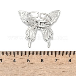304ステンレススチールカフリング  蝶  ステンレス鋼色  32x30mm  内径：17mm&nbsp;RJEW-D306-12P