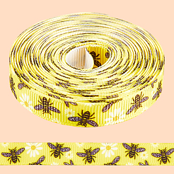 Polyester Bees Printed Grosgrain Ribbons&nbsp;SRIB-WH20020-018C