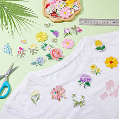 36Pcs Flower Polyester Computerized Embroidery Cloth Iron on/Sew on Patches&nbsp;PATC-WH0021-042