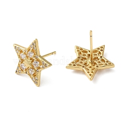 Clear Cubic Zirconia Star Stud Earrings&nbsp;KK-O142-02G