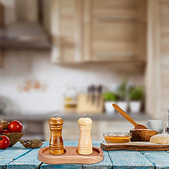 2-Slot Wooden Salt and Pepper Mill Tray&nbsp;WOOD-WH0030-31