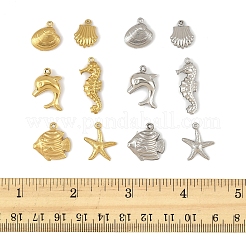 36Pcs 12 Styles Ocean 304 Stainless Steel Pendants&nbsp;STAS-FS0001-95