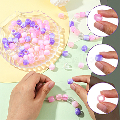 120個 4スタイル ABSプラスチック模造真珠ヨーロピアンビーズ  大穴ビーズ  バレル  ツートン。不透明樹脂ビーズ  コラム  ミックスカラー  11~12x11mm  穴：5mm  30個/スタイル&nbsp;FIND-SC0019-28A