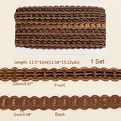 ポリエステル カーテン レース トリマー リボン  ポリエステルレーストリム  刺繡古代漢服レースリボン  ココナッツブラウン  7/8インチ（22mm）  約12.58~13.12ヤード（11.5~12m）/カード&nbsp;DIY-WH0400-02A
