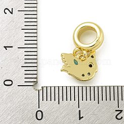 Rack Plating Brass Pave Black & Light Blue Cubic Zirconia Bird European Dangle Charms&nbsp;KK-Z067-54G
