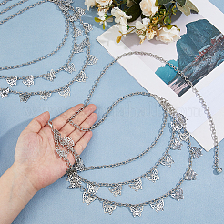 2Pcs Iron Twisted Chain Butterfly Tassel Waist Chains for Women&nbsp;AJEW-HS0001-14