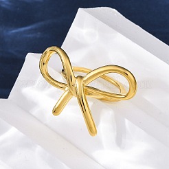 女性用304ステンレススチール指輪  イオンプレーティング（ip）  蝶結び  ゴールドカラー  usサイズ7（17.3mm）&nbsp;RJEW-B121-07B-G