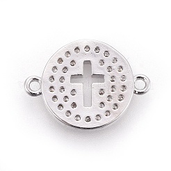 Brass Micro Pave Cubic Zirconia Links&nbsp;ZIRC-F093-19P