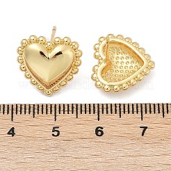 真鍮製スタンドピアス  鉛フリー＆カドミウムフリー  長持ちメッキ  ハート  18KGP本金メッキ  14.5x15mm&nbsp;EJEW-H154-06G