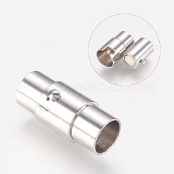 変色防止コラムステンレススチールロックチューブ磁気ブレスレットネックレス留め金  サイズ：幅さ約8mm  長さ18mm  6mm内径&nbsp;X-STAS-H019-4