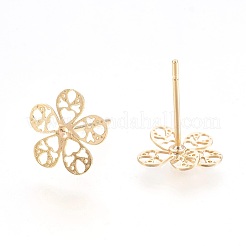 真鍮製スタッドピアス  花  18KGP本金メッキ  10.5x10.5mm  ピン：0.7mm&nbsp;LS-X-KK-S345-272G