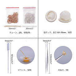 DIY製作  シリコンモールド  プラスチック移送ピペット  ラテックス指サック  金銀箔チップ  鉄ピンセットと鉄アジャスターチェーン  71.5x58x15mm&nbsp;DIY-OC0001-02
