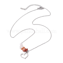 Gradient Color Gemstone Chip & Alloy Pendant Necklaces&nbsp;NJEW-JN05074