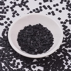 MIYUKIティラビーズ  日本製シードビーズ  2穴  （tl401f）マットブラック  5x5x1.9mm  穴：0.8mm  約118PCS /ボトル  10 G /ボトル&nbsp;SEED-JP0008-TL0401F