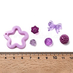 不透明＆透明アクリルビーズ  混合図形  パープル  3.5~42.5x3.5~47x3.5~18mm  穴：1.6~4.5mm&nbsp;SACR-XCP0001-06D
