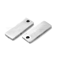 変色しない201ステンレススチールペンダント  長方形のチャーム  ステンレス鋼色  16x6x1.5mm  穴：1.6mm&nbsp;STAS-Q216-14P