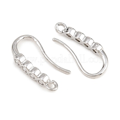 真鍮製のラインストーンのピアスフック  プラチナ  17x3mm  穴：1.4mm&nbsp;KK-C261-01B-P