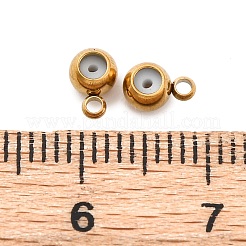 304ステンレス鋼チューブベイル  ゴム栓付き  ラウンド  イオンプレーティング（ip）  ゴールドカラー  5.5x4x3.5mm  穴：0.8mm＆1.2mm&nbsp;STAS-G354-02B-G