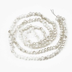 電気メッキオペークソリッドカラーガラスビーズ連売り  多面カット  ロンデル  乳白色  2.5x1.5mm  穴：0.8mm  約135~140個/連  26~27cm&nbsp;EGLA-Q112-B02