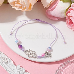 Natural Dyed White Jade Braided Bead Bracelets&nbsp;BJEW-JB09823-03