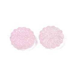 透明ガラスビーズ  花  焼き付け塗料  ピンク  16x15.5x7.5mm  穴：1.2mm&nbsp;LS-DGLA-E004-05F