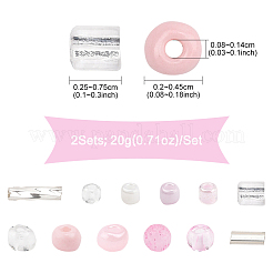 ガラスシードビーズ2セット  混合図形  DIY ネックレス ブレスレット アクセサリー  ピンク  2.5~7.5x2~4.5x2~4.5mm  穴：0.8~1.4mm&nbsp;DIY-FS0008-27C
