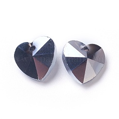 ロマンチックなバレンタインデーアイデアガラスチャーム  ファセット付き心臓ペンダント  グレー  10x10x5mm  穴：1mm&nbsp;G030V10mm-22