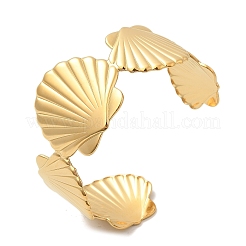 女性用304ステンレススチールカフバングル  シェル形状  18KGP本金メッキ  1-1/4インチ（3.2cm）  内径: 2-3/8インチ(6.1cm)x 1-7/8インチ(4.9cm)&nbsp;BJEW-U023-01G