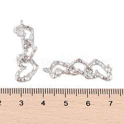 真鍮マイクロパヴェクリアキュービックジルコニアペンダント  ハート  プラチナ  33x10.5x8.5mm  穴：1.2mm&nbsp;KK-B111-03P