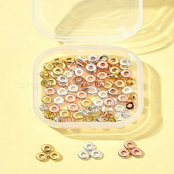 3色真鍮フラットラウンドスペーサービーズ  ミックスカラー  4x1.5mm  穴：1.5mm  30個/カラー&nbsp;KK-FS0001-36