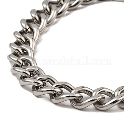 変色しない304ステンレススチール製キューバンリンクチェーンブレスレット  ステンレス鋼色  8-7/8インチ（22.4cm）&nbsp;NJEW-D050-02B-P